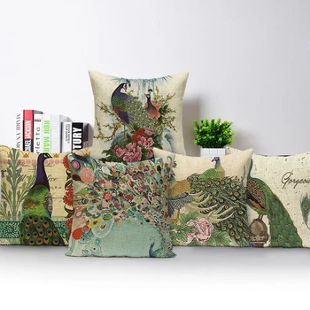 Красочный чехол для подушки из полиэстера с принтом павлина, декоративная наволочка для дивана, кресла, кровати, наволочка на талию, домашний декор