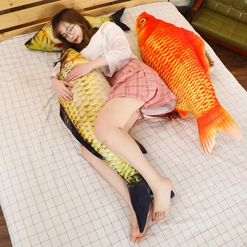 Декоративные подушки в форме большой рыбы 80 см/40 см, наволочка с внутренним домашним декором, Мультяшные игрушки для дивана, Плюшевая подушка для сна