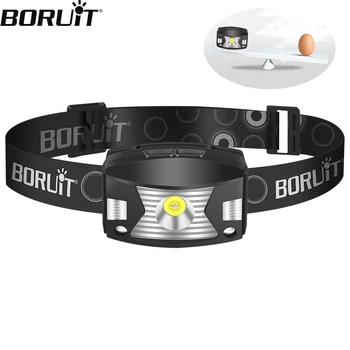 BORUiT G7 Светодиодный налобный фонарь, сенсорная фара, USB Перезаряжаемый Встроенный аккумулятор, Водонепроницаемый налобный фонарь для кемпинга, охоты