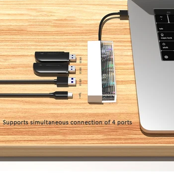 Концентратор 4 В 1 USB3.0 TYPE-C для подключения к мультиинтерфейсной док-станции для мобильного ноутбука