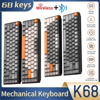 Беспроводная Механическая Клавиатура K68, Совместимая с Bluetooth, 5,0, Двухрежимная, 68 Клавиш, Мини-Игровые Клавиатуры Hotswap для Mac Windows Gamer