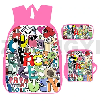 Мультяшный Алфавит, рюкзак Kawaii, школьные сумки для девочек в опрятном стиле, нейлоновая 3D Аниме Японская сумка 3 В 1 для начальной школы