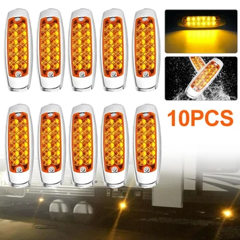10 Упаковок янтарного бокового габаритного света 24 В с 12-светодиодным прицепом для грузовика Peterbilt с сигнальной лампой