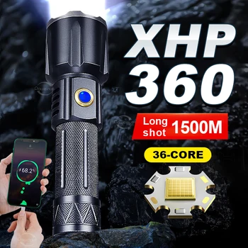Мощные светодиодные фонари Super XHP360, перезаряжаемые через USB, EDC для самообороны, кемпинговый фонарь Lanterna Zoom, ультра мощный фонарь дальнего действия