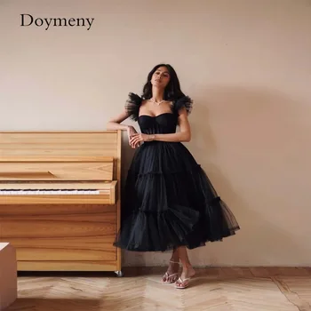 Новое поступление Doymeny 2023, Летнее платье миди из тюля с оборками, сексуальные коктейльные платья со шнуровкой сзади в виде сердечка.