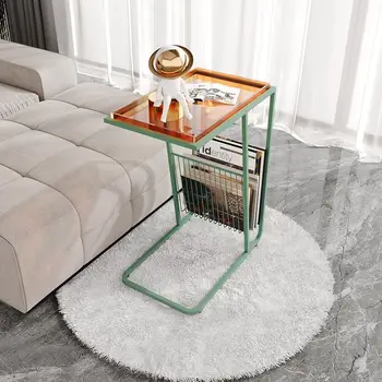 Прикроватный Металлический Акриловый Прозрачный столик С С-образным краем, Простой Угловой диван Ins, Маленький приставной столик, мебель для гостиной