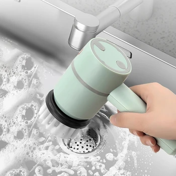 Электрическая чистящая щетка Xiaomi с 3 насадками для чистки Многофункциональных кастрюль и посуды для кухни ванной комнаты Стекла ванны