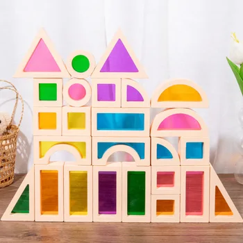 Новые детские деревянные радужные строительные блоки, игрушки, креативные детские развивающие игрушки для раннего развития, Подарки для детей