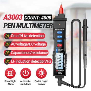 Цифровая мультиметрическая ручка ANENG A3003 на 4000 отсчетов Амперметр переменного/ постоянного тока, вольтметр, Цифровой Тестер напряжения, Гц, Вольт-амперный измерительный инструмент
