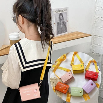 Милая сумка-мессенджер с фруктовым принтом для девочек, однотонный детский кошелек из искусственной кожи, уличные детские сумки через плечо, подарок