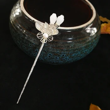 Цветок магнолии в этническом стиле, диадема из натурального хотанского нефрита для женщин, серебро 925 пробы, ретро-жемчужные украшения для волос, Шарм, аксессуары hanfu